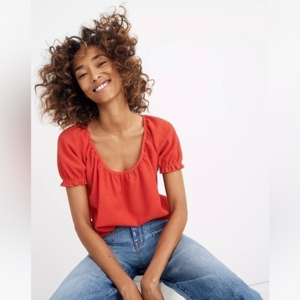 Madewell Puff Sleeve Peasant Top